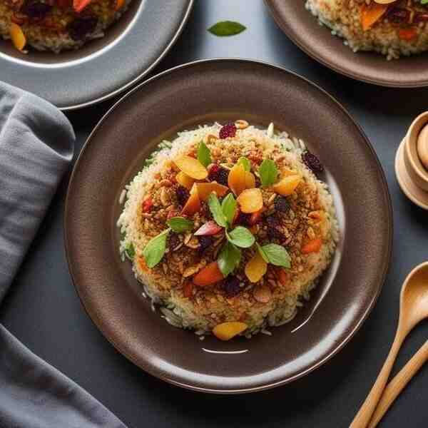 Плов постный с айвой и сухофруктами